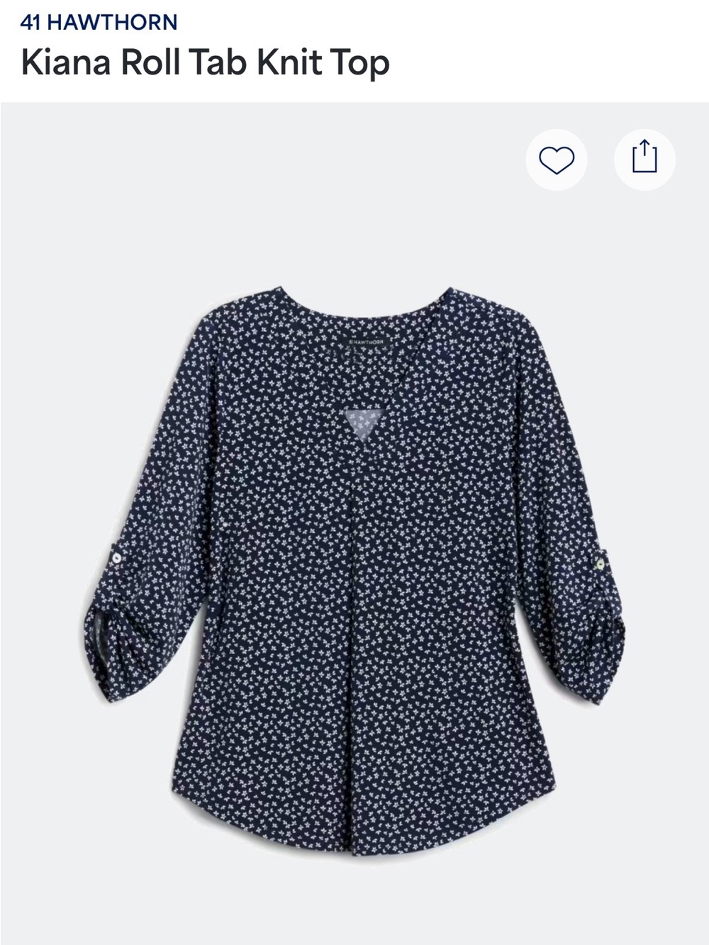 41 Hawthorn Navy Blue Floral Print Top